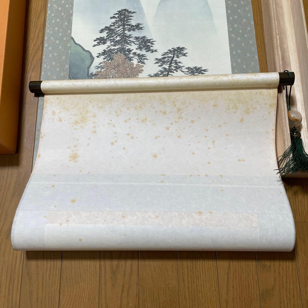 箱付き❗️掛軸　川合玉堂　秋渓帰樵　複製画　おまけで風鎮 オニキス