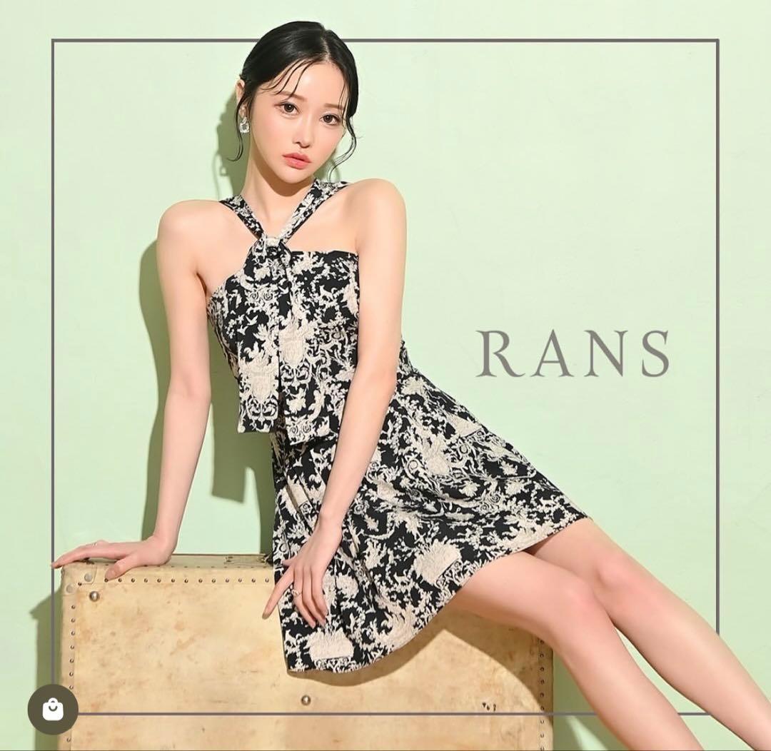 RANS エンジェル柄フレアワンピース