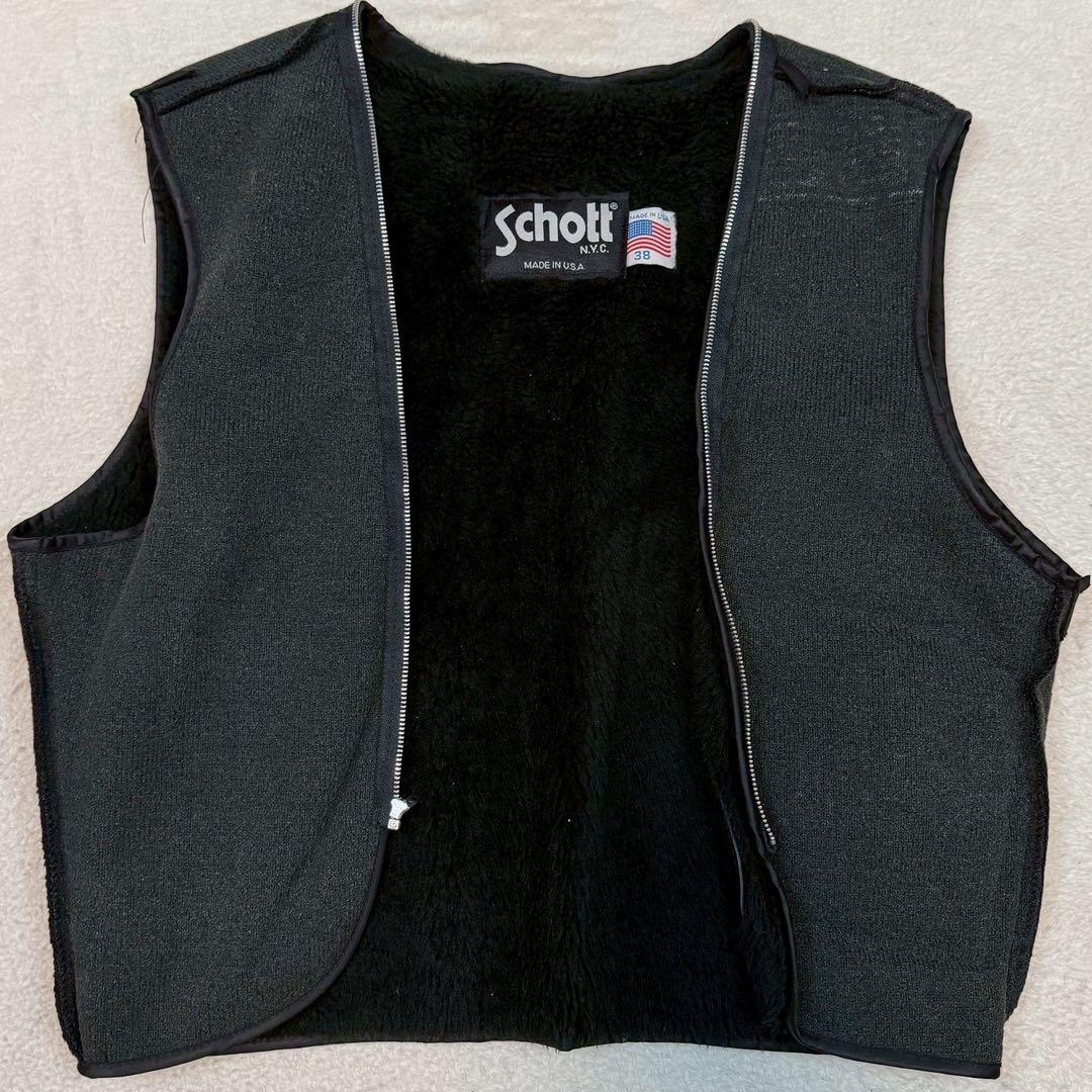 SCHOTT 642 ライダースジャケット USA製 ライナー付 ブラック 襟付