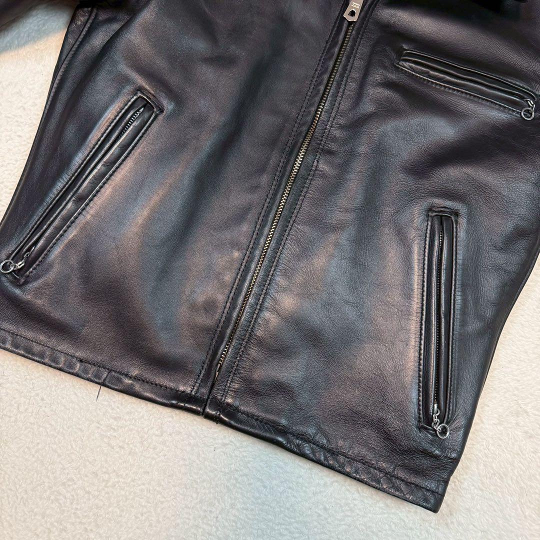 SCHOTT 642 ライダースジャケット USA製 ライナー付 ブラック 襟付