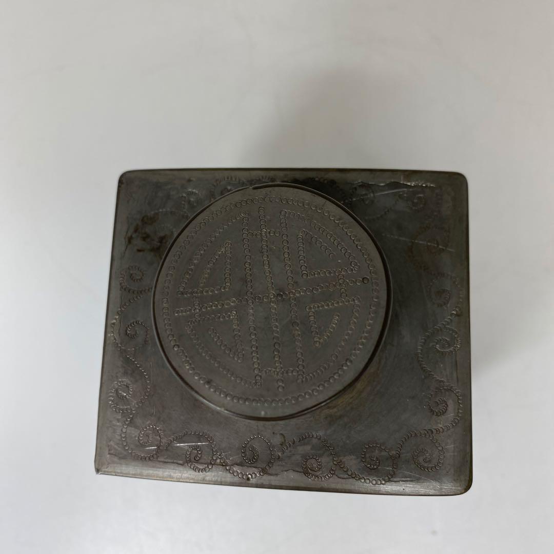 錫製　花鳥図　茶壺　531g トヒニ　東さ7-1124②