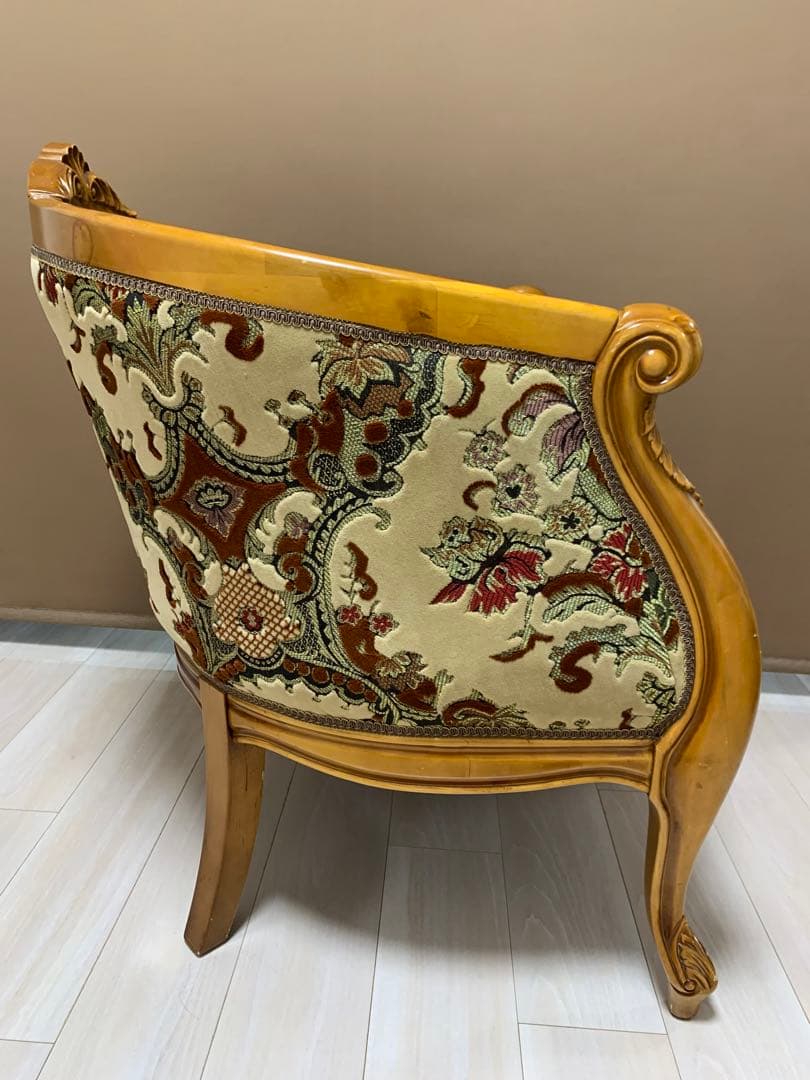 イタリア製 ヴィンテージ　ソファ 金華山　猫脚　ロココ調　輸入家具　チェア