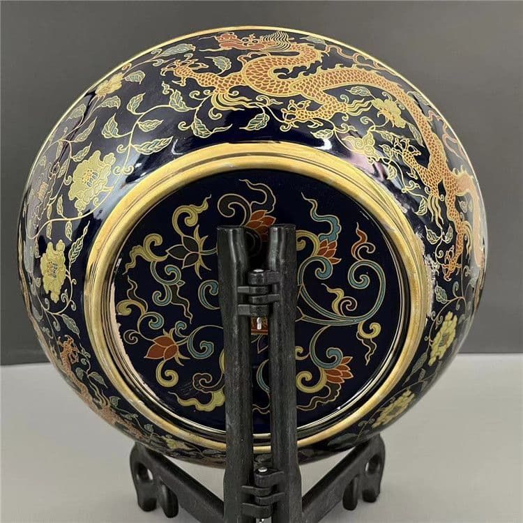 五彩金竜紋盤 中国美術 茶道具 香道具 装飾品 現代工芸品 美術品 置物
