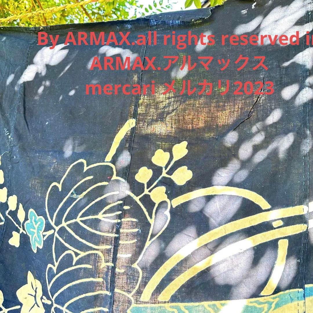 2168様感謝‼️明日につなぐ古布　桐花扇面TSUTSUGAKI筒がき藍染大風呂敷