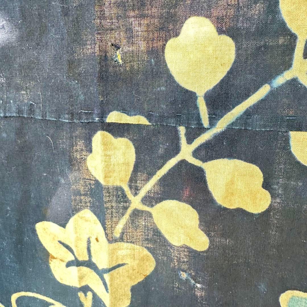 2168様感謝‼️明日につなぐ古布　桐花扇面TSUTSUGAKI筒がき藍染大風呂敷