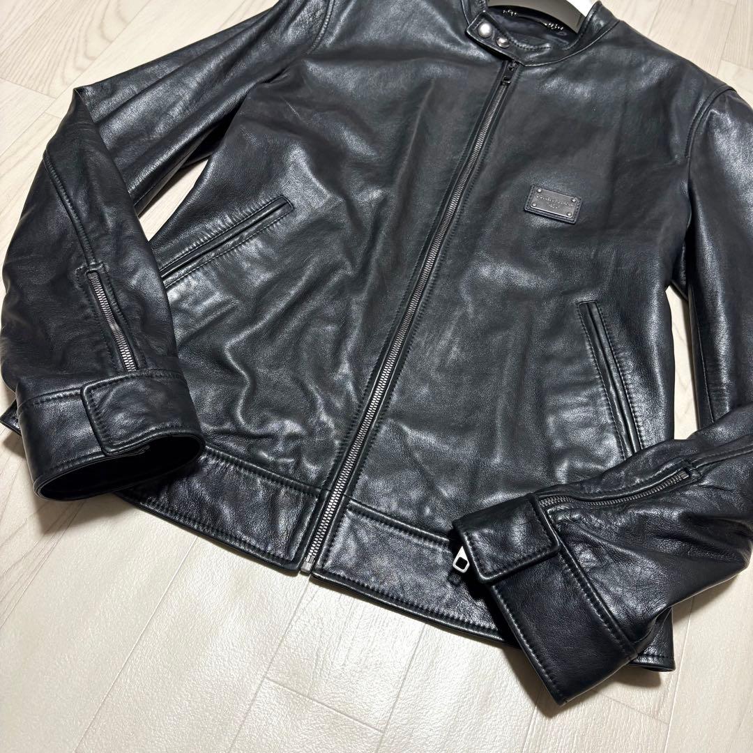美品✨DOLCE&GABBANA ラムレザー シングルライダースジャケット 50