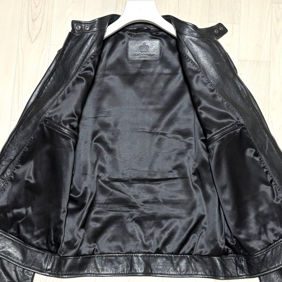 美品✨DOLCE&GABBANA ラムレザー シングルライダースジャケット 50