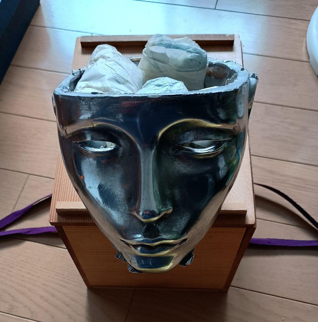 シルバー顔型オブジェ 木製箱付き ジャン・ピエールダルナ作品 フランス彫刻家