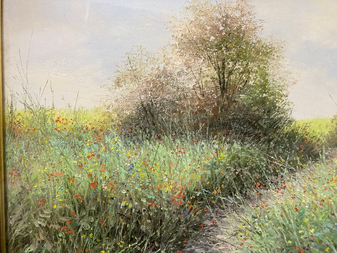 油彩 肉筆(仮)山路にて 【J C Cubaynes】フランス人作家 印象派風