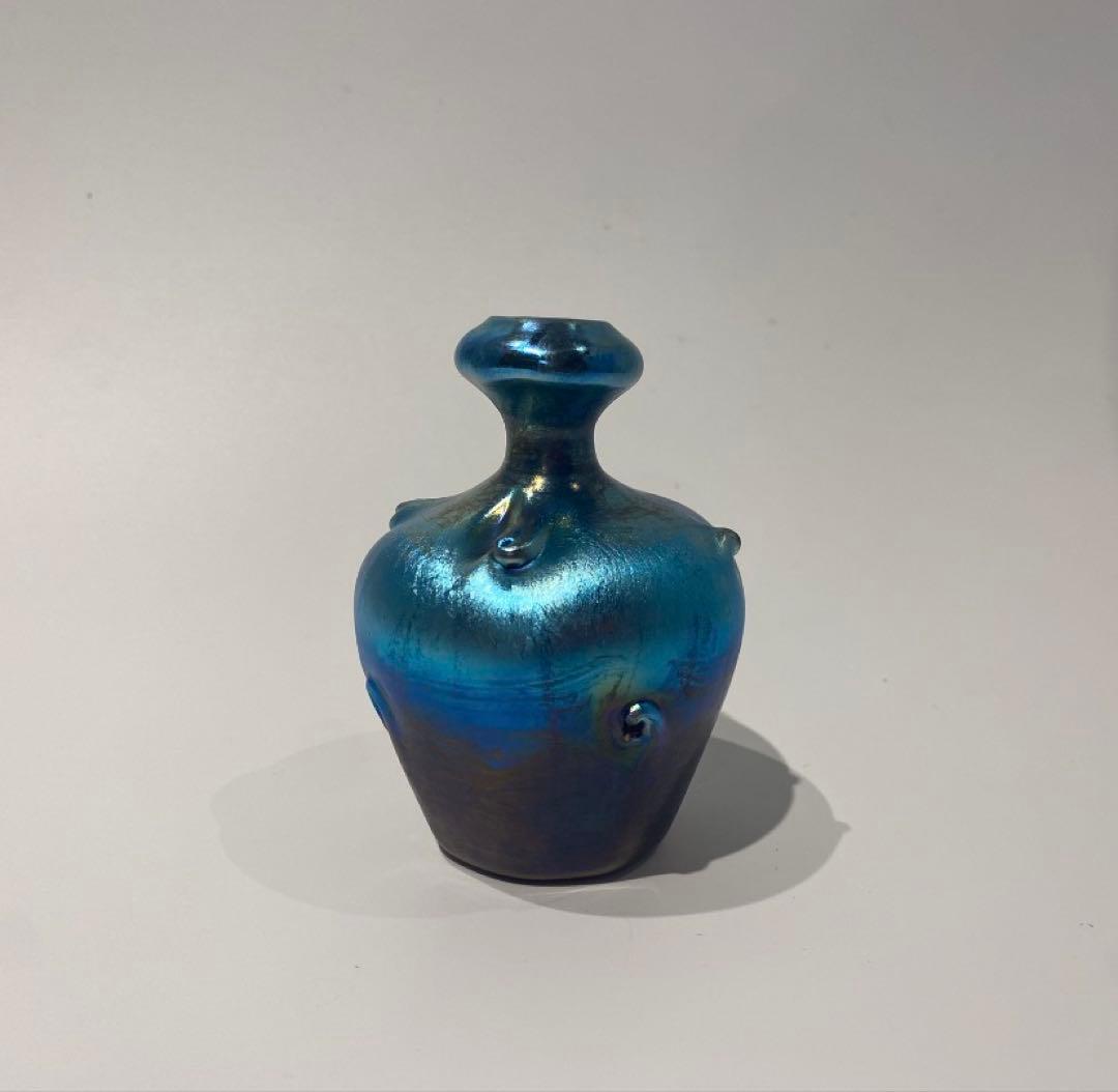 ルイス・カムフォート・ティファニー ブルーファブリル ガラス 花瓶