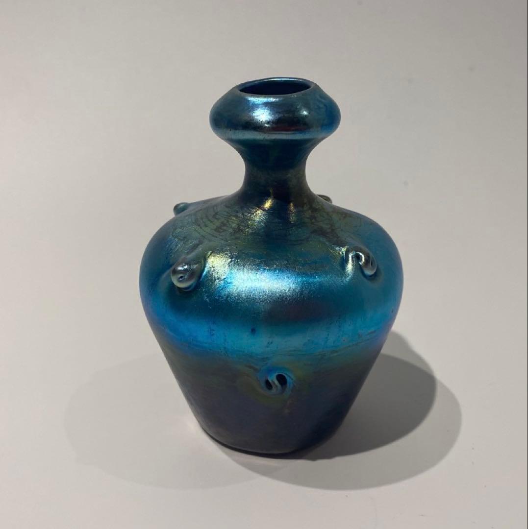 ルイス・カムフォート・ティファニー ブルーファブリル ガラス 花瓶