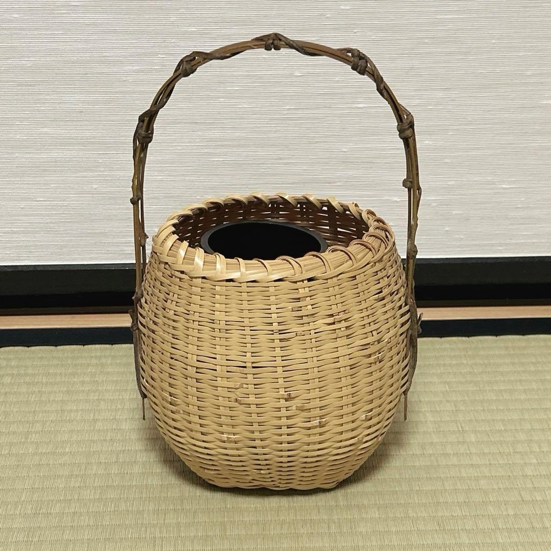 花入　茶道具　さざえ籠　かご花入　置花入