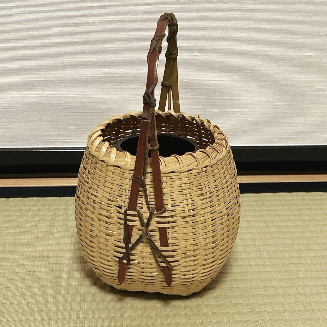 花入　茶道具　さざえ籠　かご花入　置花入