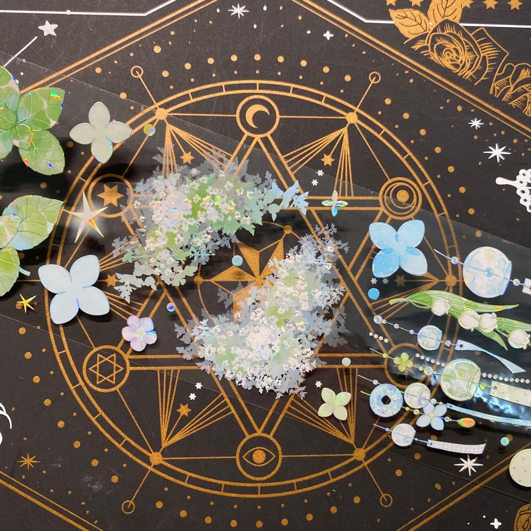 【9178】海外　マステ　中古巻　貝殻光マスキングテープ　風鈴　薄荷　装飾系