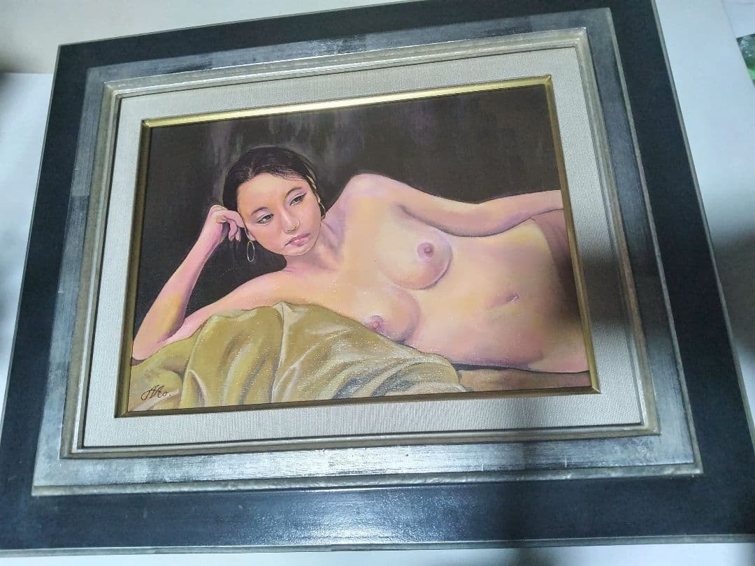 森本草介、絵画、油彩4F、裸婦NudeWoman、高級額縁、肉筆、高塚省吾。