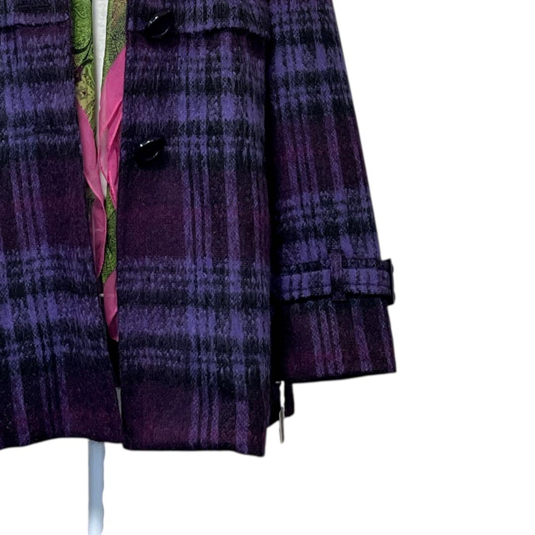 【新品】JUNO ジャケットコート　モヘア混　2way パープル　紫　軽量