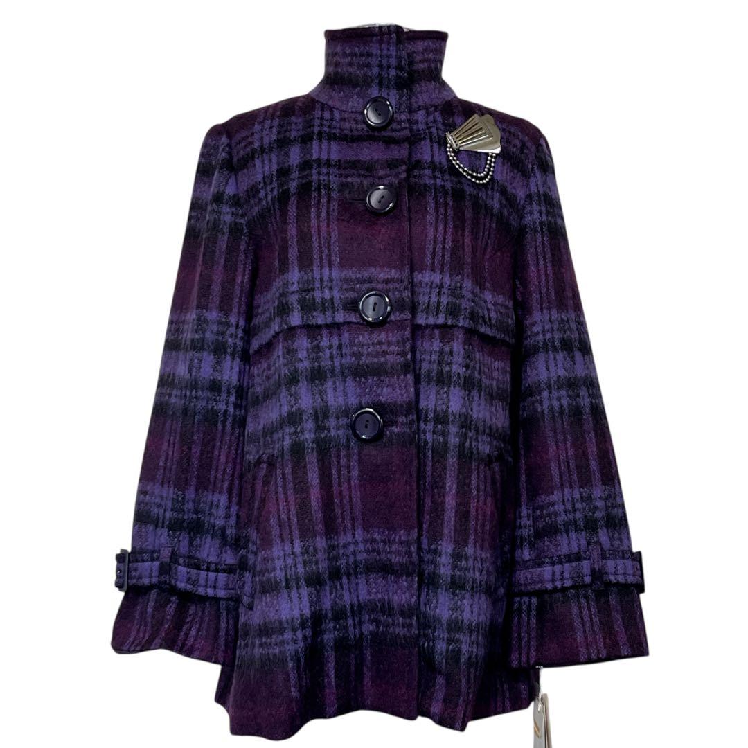 【新品】JUNO ジャケットコート　モヘア混　2way パープル　紫　軽量