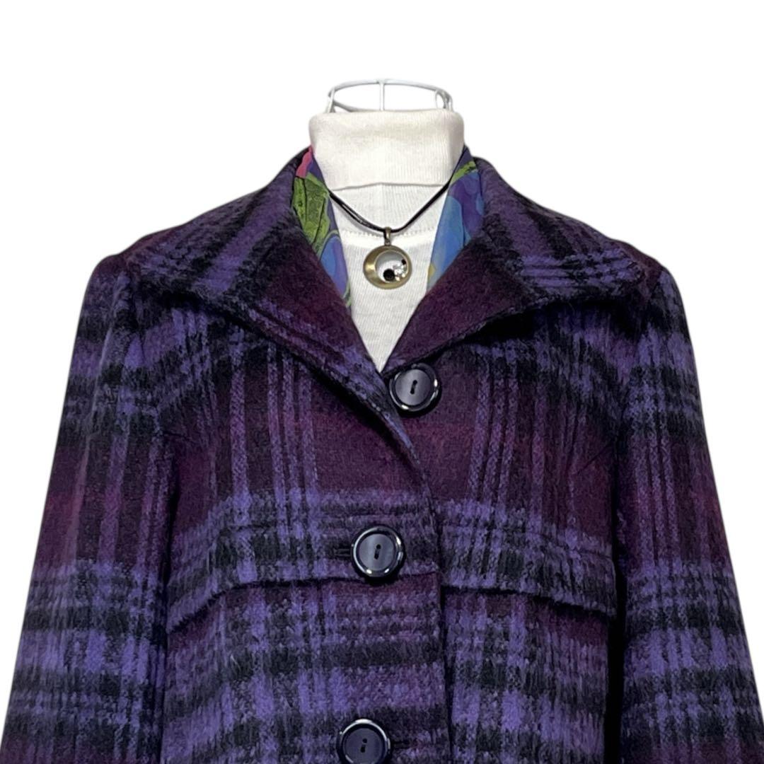 【新品】JUNO ジャケットコート　モヘア混　2way パープル　紫　軽量