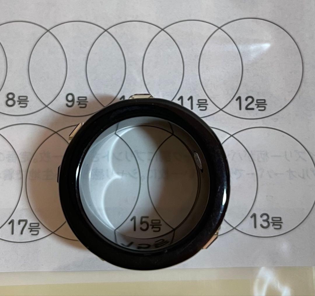 【もにょくろ】CHANEL ブラック リング クリスタル装飾　15号