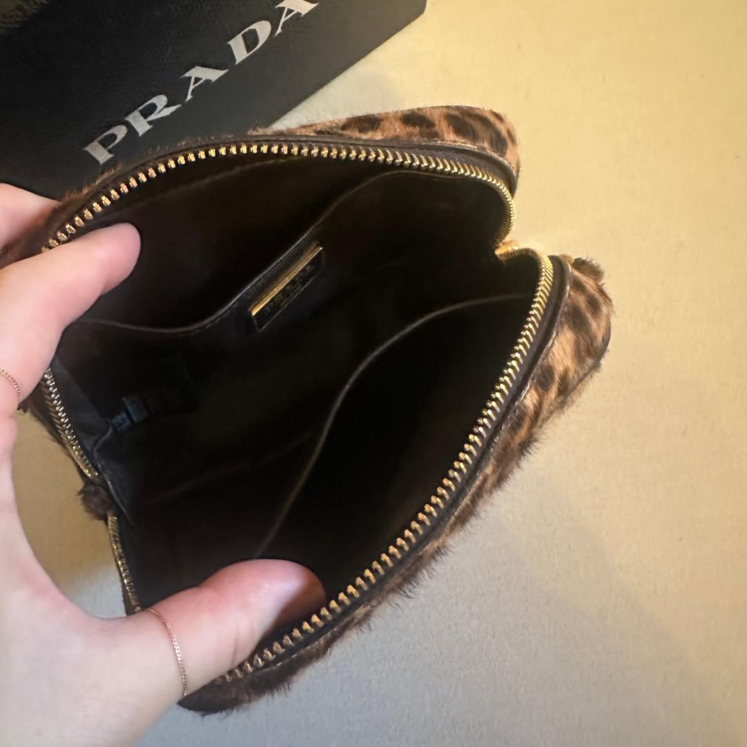 本物 PRADA ヒョウ柄 レオパード ミニショルダーバッグ ハラコ