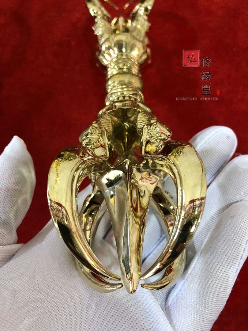 真言宗法具 法器 大理国五鈷杵 金剛杵 真鍮製 21cm
