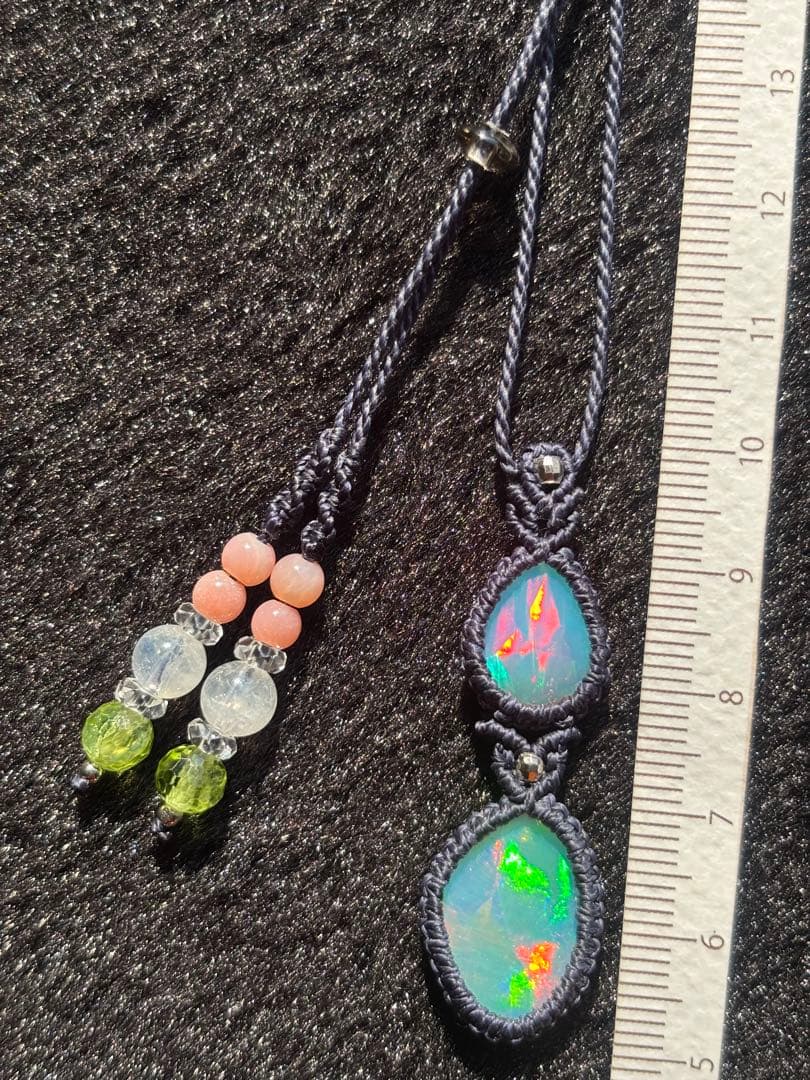 ◆ダブル オパール◆マクラメ編みペンダント