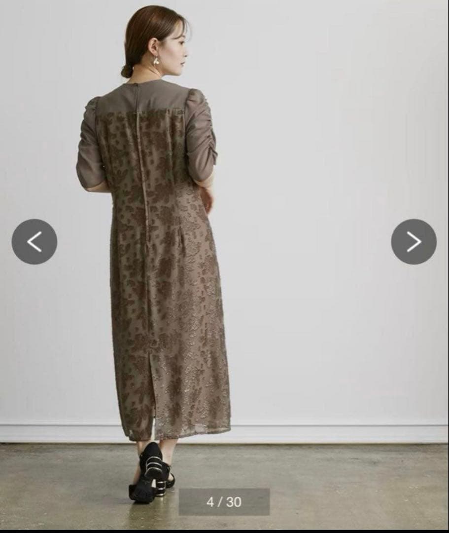 値下げ▽Jolie et Jolie パフスリーブ ロングドレス ブラウン