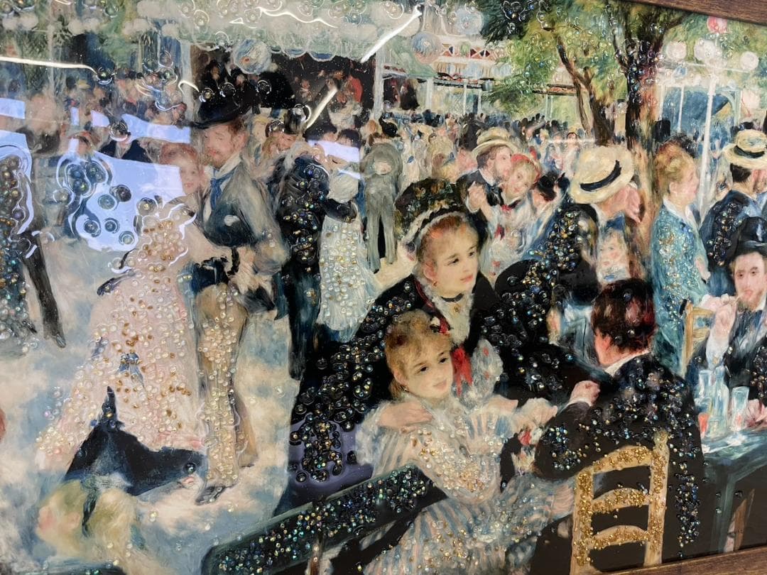 ルノワール　ムーラン・ド・ラ・ギャレットの舞踏会　水晶絵　絵画　絵　アート　壁掛