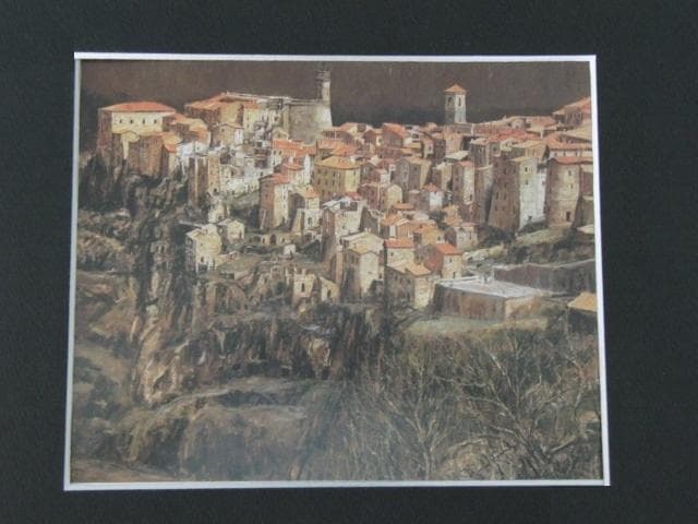 嶋津俊則、【歴世の丘】、希少な額装用画集より、新品額装付、状態良好