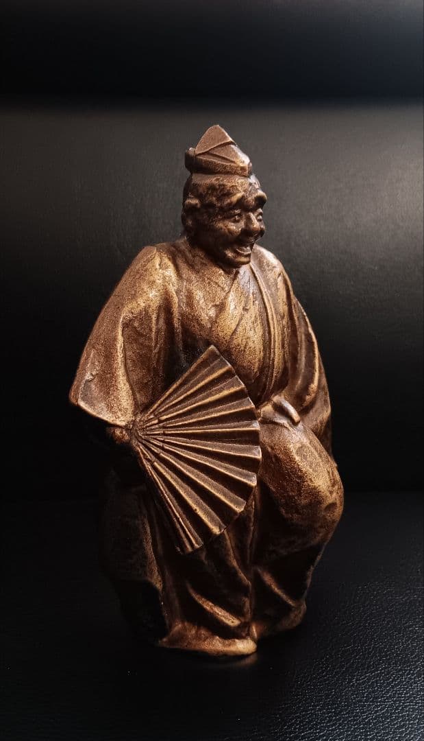 【在銘・芳山?】能楽 三番叟 翁 骨董 ブロンズ像 置物 1066g