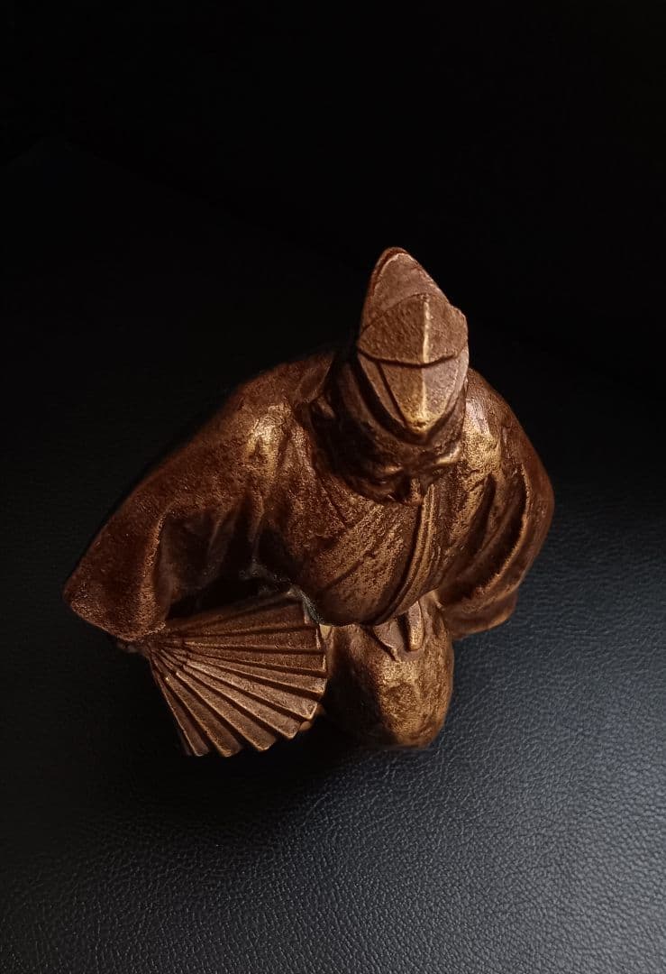 【在銘・芳山?】能楽 三番叟 翁 骨董 ブロンズ像 置物 1066g