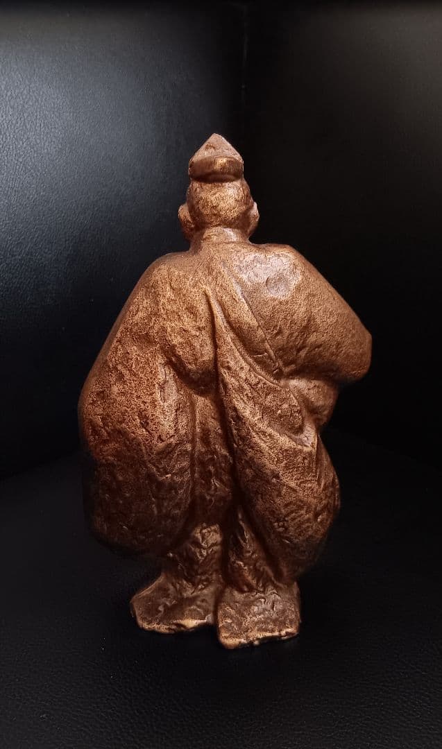 【在銘・芳山?】能楽 三番叟 翁 骨董 ブロンズ像 置物 1066g