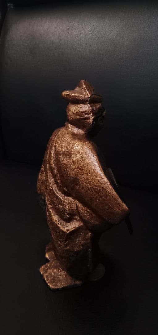 【在銘・芳山?】能楽 三番叟 翁 骨董 ブロンズ像 置物 1066g