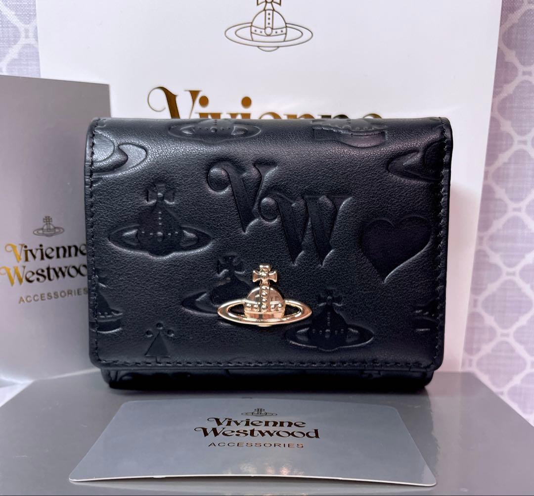 【最新❤︎新品】ヴィヴィアン・ウエストウッド　三折財布 黒