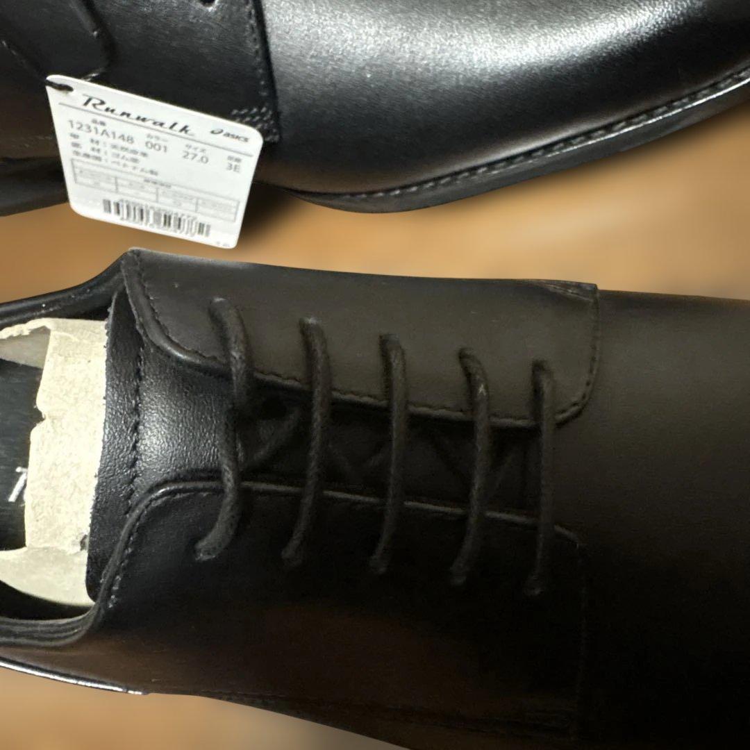 アシックス　ランウォーク　ブラックレザードレスシューズ27㌢