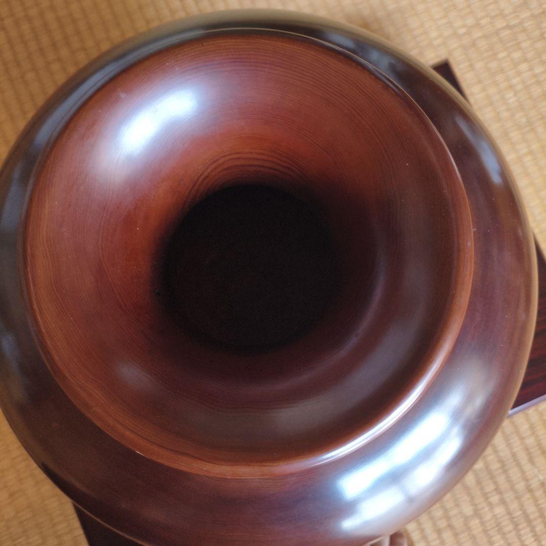 屋久杉 壺 台座付き 高さ31cm 幅32cm 木工工芸品 ひびあり