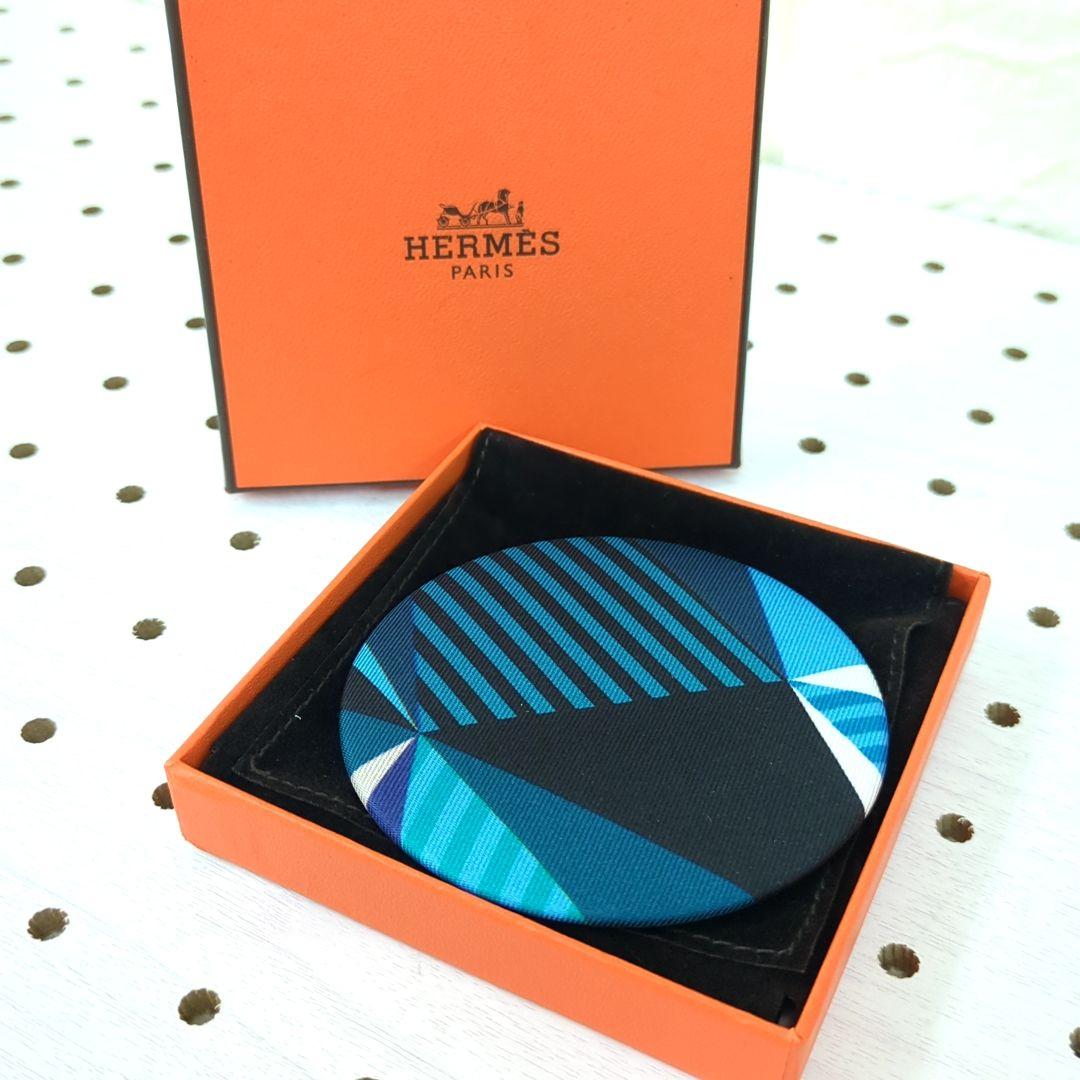 エルメス プティアッシュ シルク ピンブローチ バッジ ブルー ブラック