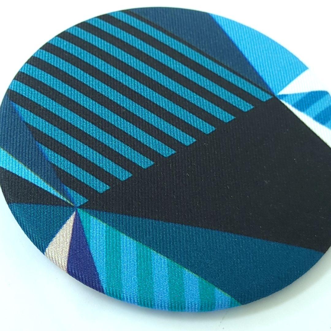 エルメス プティアッシュ シルク ピンブローチ バッジ ブルー ブラック