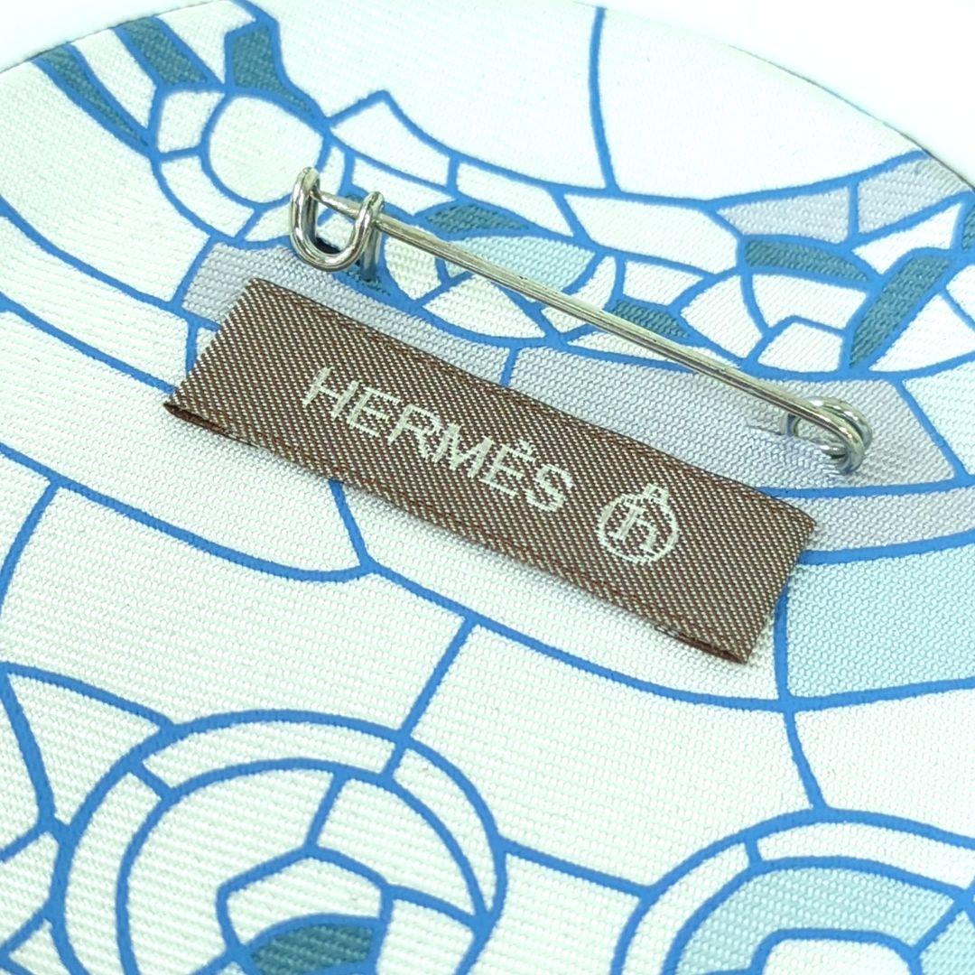 エルメス プティアッシュ シルク ピンブローチ バッジ ブルー ブラック