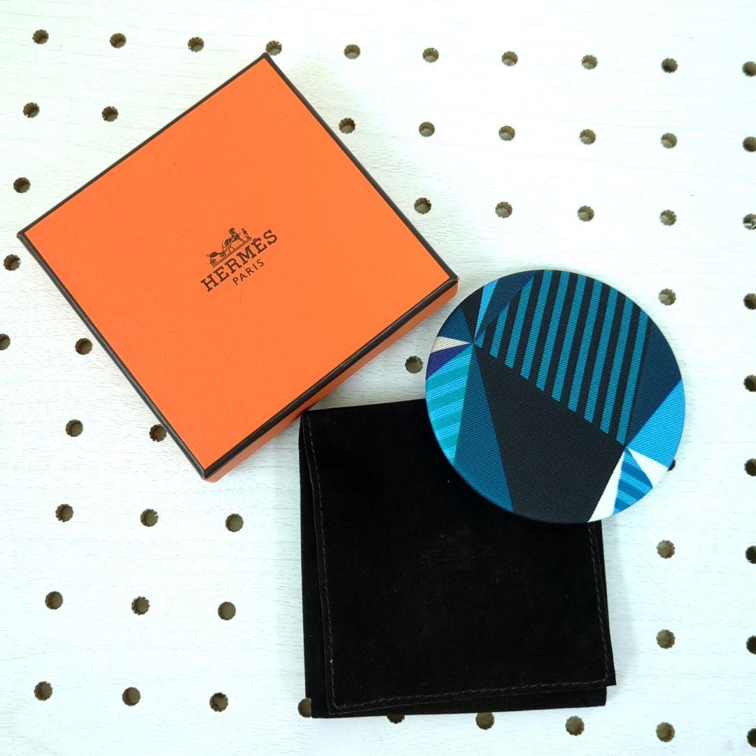 エルメス プティアッシュ シルク ピンブローチ バッジ ブルー ブラック