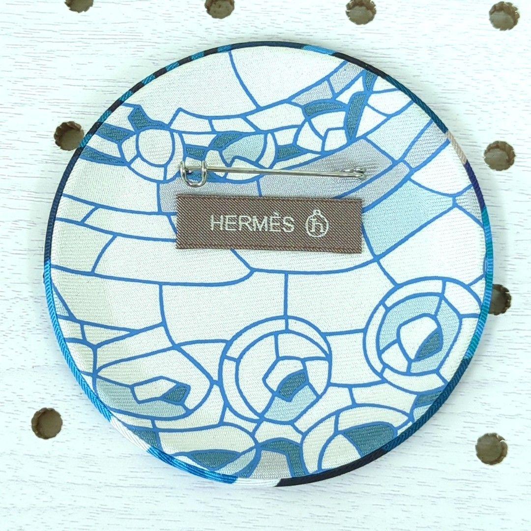 エルメス プティアッシュ シルク ピンブローチ バッジ ブルー ブラック