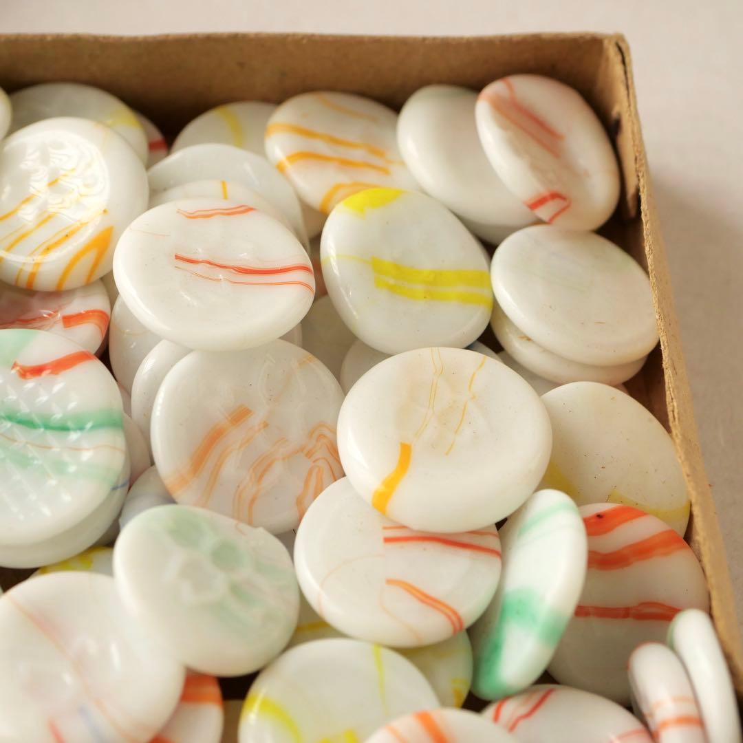 元箱入り乳白色マーブルおはじき 約140枚入り 豆けり 昭和 レトロ