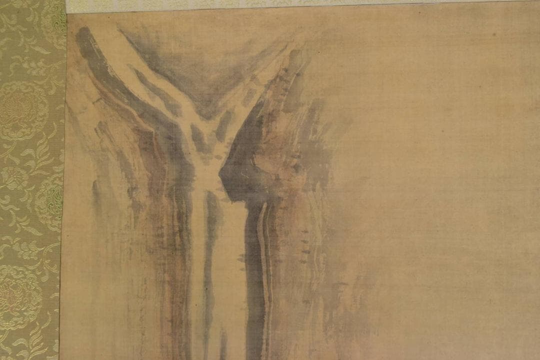 【真作】洞松/滝に人物図/掛軸☆宝船☆AB-93