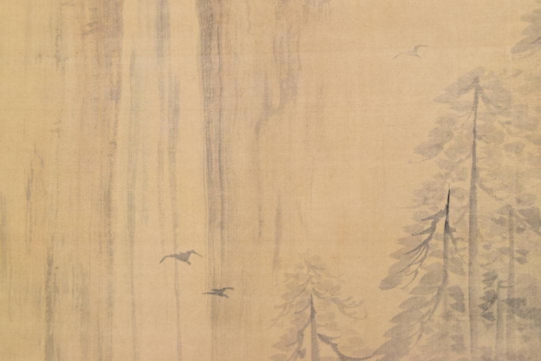 【真作】洞松/滝に人物図/掛軸☆宝船☆AB-93