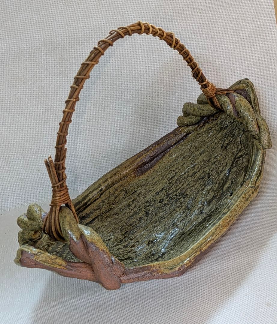 伊賀焼　大型花器　舟形　変形花器　花生け　花瓶　花入れ　フラワーベース　華道