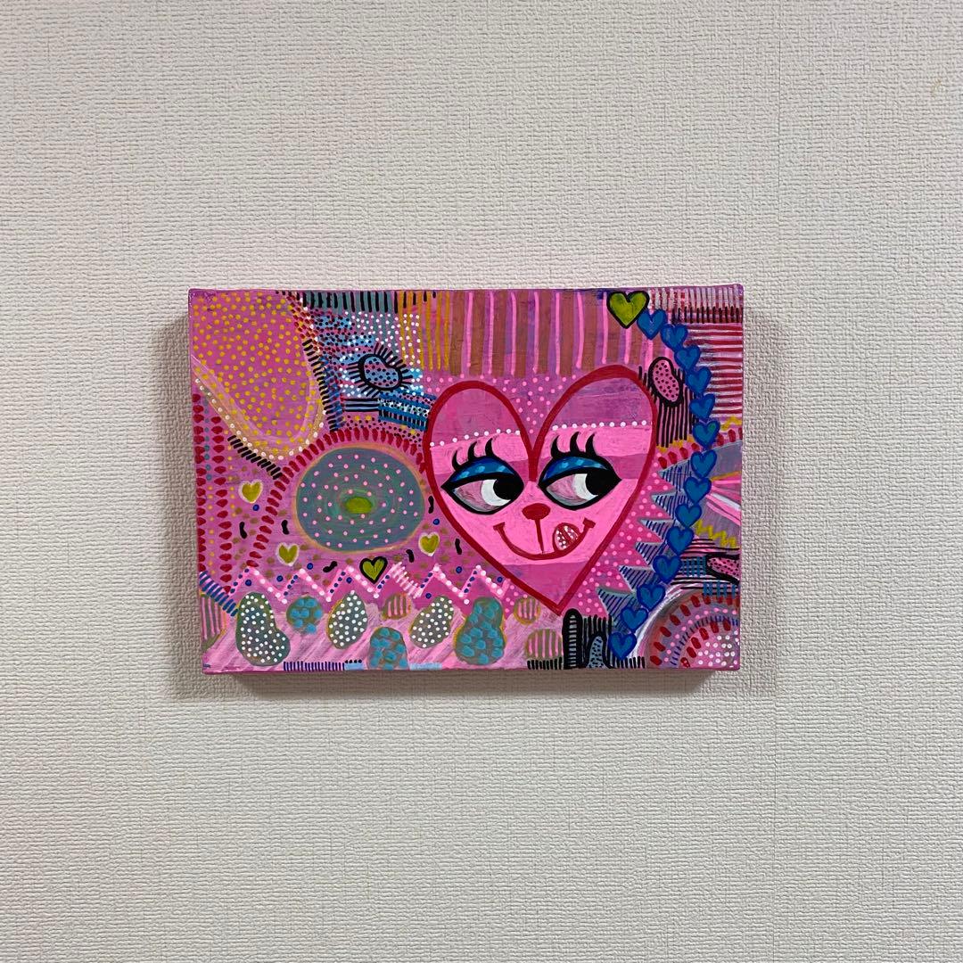 ポップアート、ピンクアート、ハート、絵画、原画、インテリア、現代アート