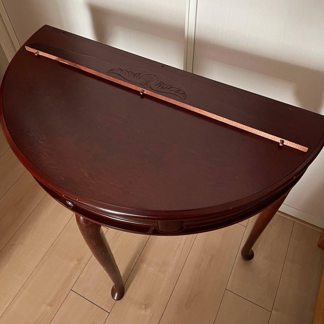 コンソールテーブル　引き出し付き　猫脚　ハーフムーン　半円　花台　アンティーク