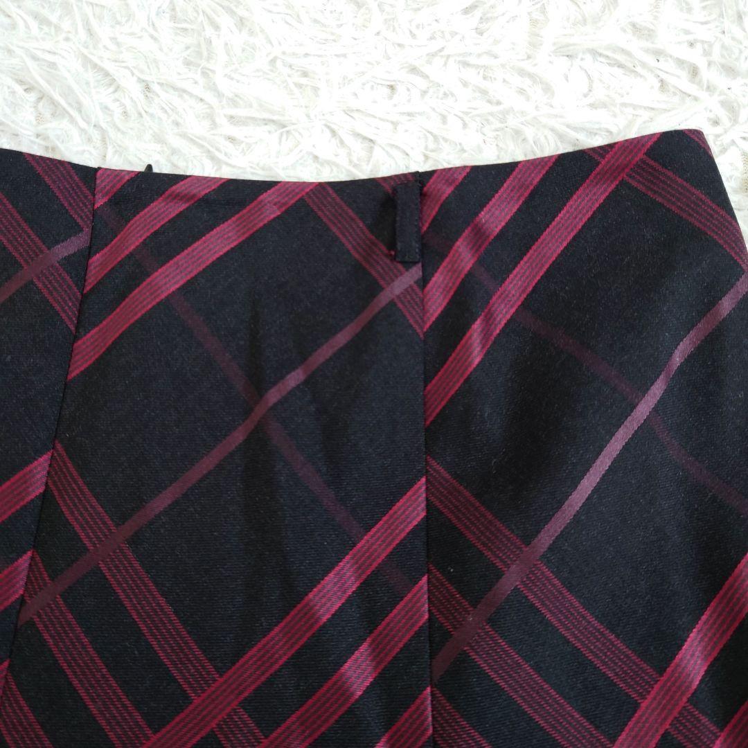 希少大きいサイズ　バーバリーロンドン　ウールフレアスカート　絹混　チェック　48