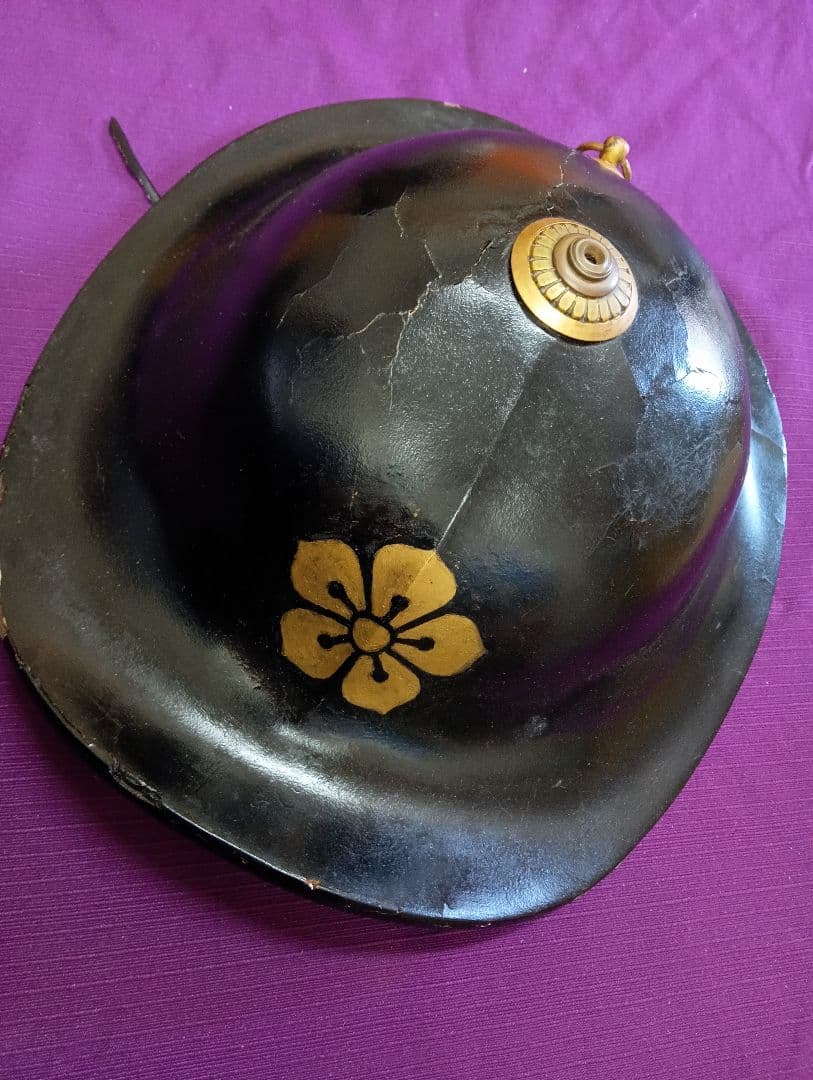 江戸時代中期〜幕末期頃上級武家時代本歌八幡座付桔梗御家紋入大名陣笠当時物難有り品