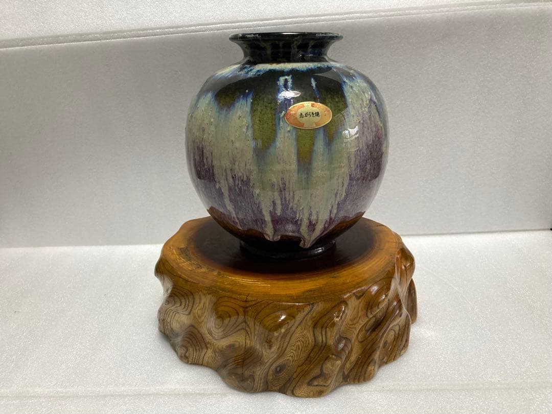 木製花台座、光沢仕上げ 自然木目の台座